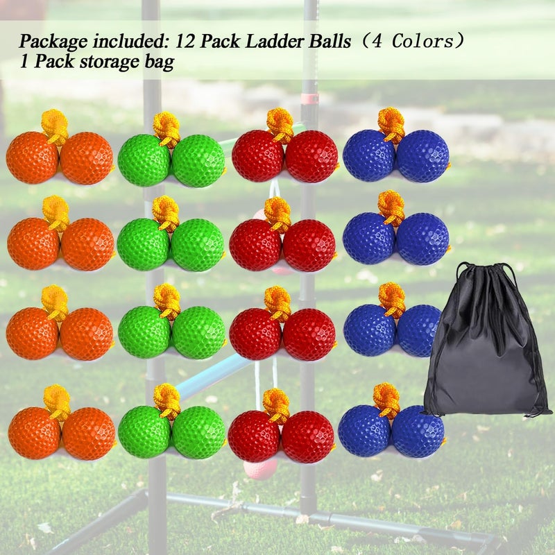 Unixing 16PCS Ladder Ball Set Ladder Toss Balls Replacement Balls with Storage Bag for Toss Match (Red Blue Green Orange) - Image 3